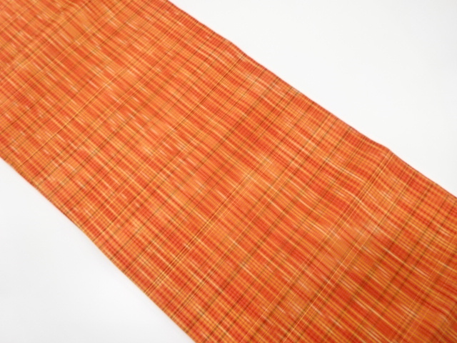 横段に絣柄織り出し名古屋帯